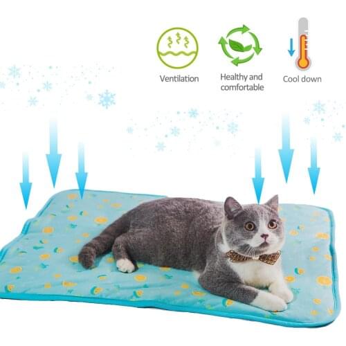 2 Size Pets Summer Cooling Mat Pet Ice Blanket Pad Cool Cold Ice Silk Cooler Sofa Mats Dog Cat Summer Car Seat Mat 2 Color