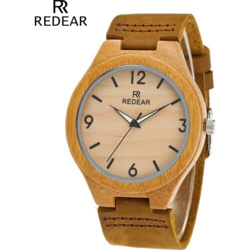 Redear Bamboo Couple Watches 2020 Luxury Brand Handmade Wooden Women Watch Mens Quartz Wristwatches Leather Band Unique Gift