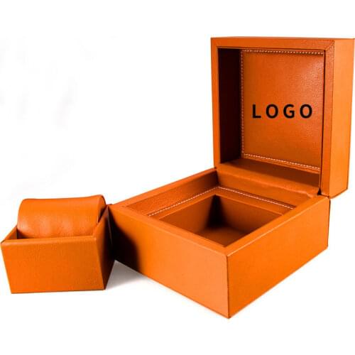 Luxury High Grade Orange Watch Box PU Leather Watch Storage Box Watch Case Organizer Apple Watch Band Organizer Birthday Gift