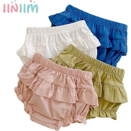 Newborn Baby Girls Shorts Ruffle Bloomers Summer Toddler Diaper Cover Infant Large PP Pants Kids Candy Colour Cake Skirt