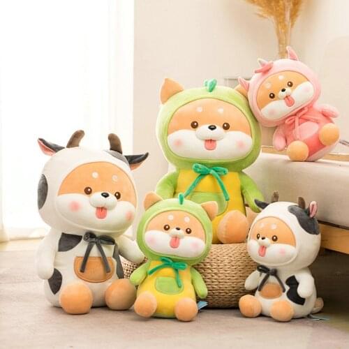 Cute Cosplay Shiba inu Dog plush Toy Unicorn Dinosaur Cow Dressing Japan Dog Doll toy for Children Baby appease hug animal Toy