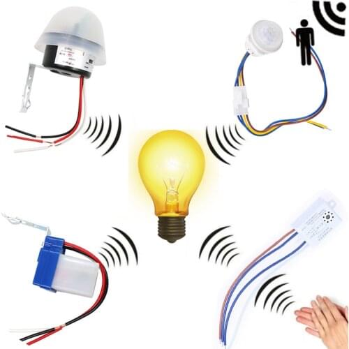 Smart Home Switch PIR Detector Sound Voice Sensor Light Photocell On Off Light Controller Photoswitch 220v Infrared Automation