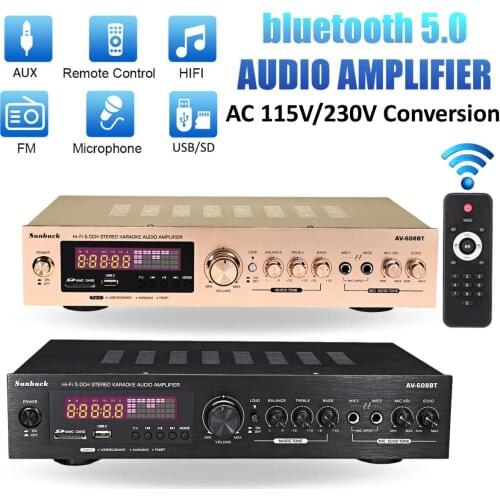 2000W 220V 110V bluetooth5.0 Audio Power Amplifier Home Theater Amplifiers amplificador Audio with Remote Control Support FM USB