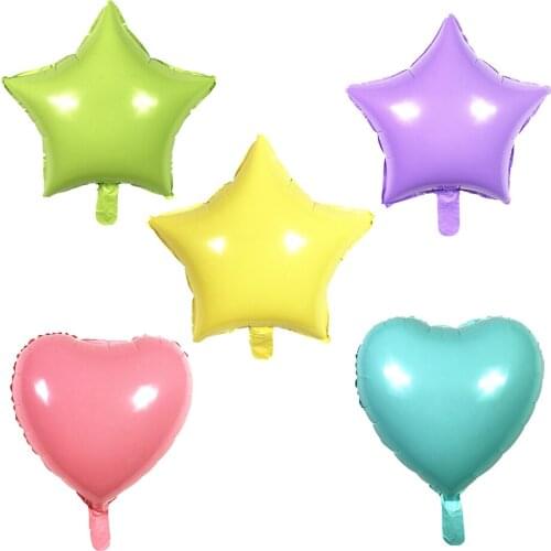 Candy Macaron Love Heart Star Shaped Foil Balloon 5-10pcs 18inch Wedding Baby Birthday Party Ice cream color Inflatable Balloons