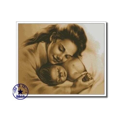 Top Quality Lovely Hot Sell Counted Cross Stitch Kit Mother And Child Baby Sleeping Sleep Sweet Love