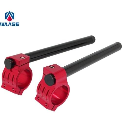 Waase 7/8" 22mm Handlebar Clip Ons Fork Handle Bars Grips 31 33 35 36 37 39 41 43 45 46 48 MM Black-Red For Kawasaki For Honda