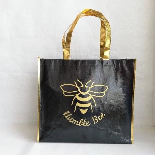 1000pcs/lot 35Hx40x10cm Custom Reusable Shiny Laser Lamination Non Woven Shopping Tote Market Bags with Logo Printed Wholesale