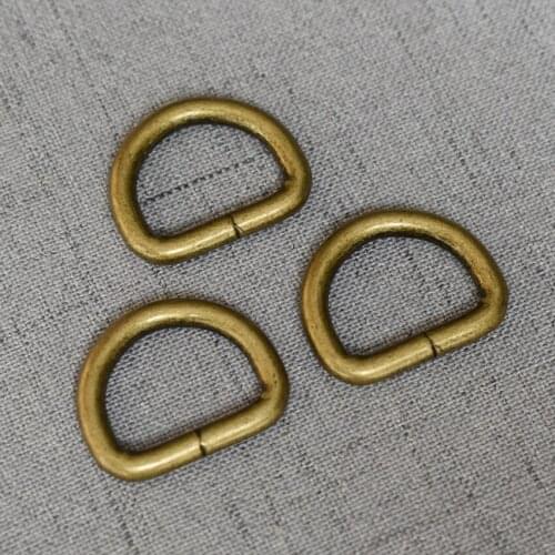 20mm Antique Brass Webbing Dog Collar Chain Leather Belt Connect Metal Buckle Heavy Duty Non-Welded Flat Dee Ring