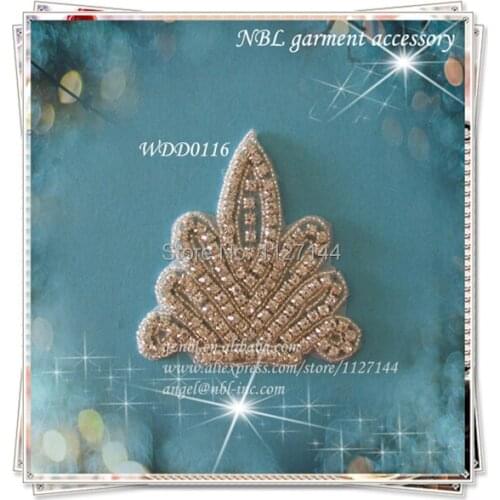 30 PIECES) crystal bridal beaded rhinestone applique patch for wedding evening dress DIY iron on WDD0116