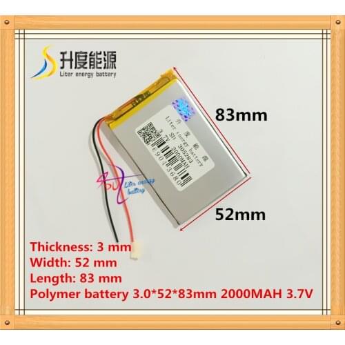 305283 035283 3.7V 2000mAh Lithium polymer battery rechargeable lipo battery MP3 MP4 GPS Bluetooth headset battery