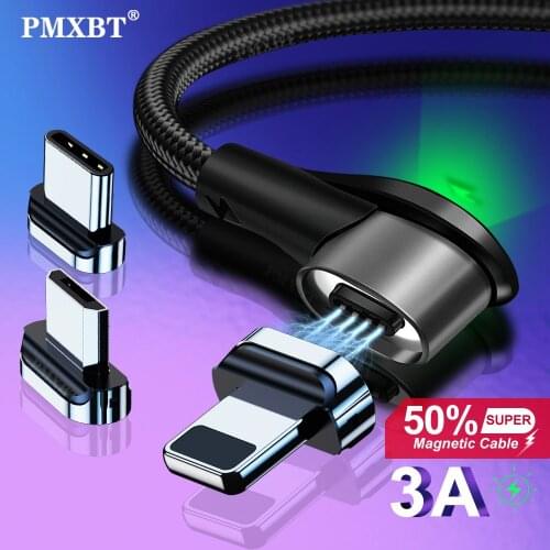 3A Magnetic Type C Micro USB Cable LED Fast Chrging Magnet Data Cord For iPhone 12 Huawei Mobile Phone Charger Charge Wire Cable