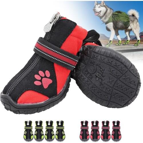 4pcs Sport Dog Shoes Winter Pet Snow Boots Non Slip Dogs Shoes Reflective Pet Shoes Boots Socks For Large Dogs Husky Hiking