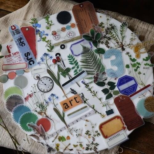 75pcs Plants Style Vellum Paper Stickers for Scrapbooking Happy Planner/Card Making/Journaling Project