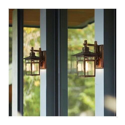 American antique rain proof iron art wall lamp courtyard living room corridor creative personality outdoor wall lamp