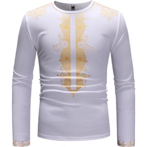 White African Clothes Nice Brand New African Dashiki Tee Shirt Homme Traditional Men African Clothing Long Sleeve T Shirt Men