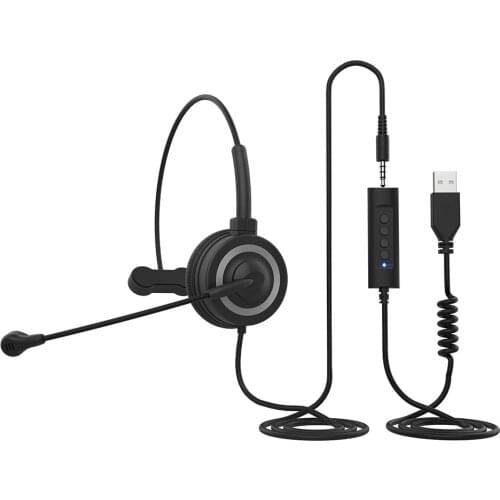 BH69 USB Call Center Headset PC Computer 3.5mm Business Headsets Telephone Operator HiFi Headphones with Microphone