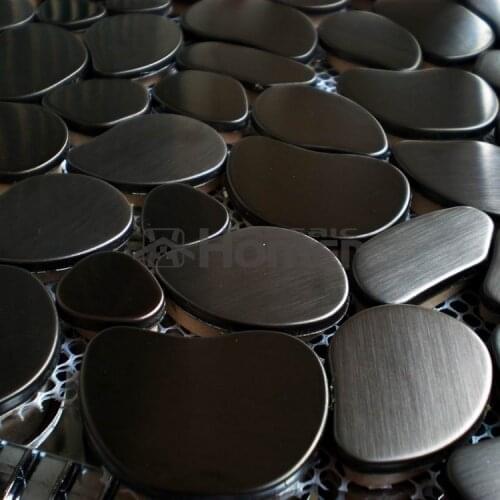Black color pebble design stainless steel mosaic tile HME8031 homer mosaic home improvement kitchen wall