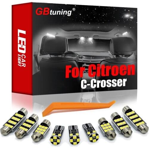 GBtuning Canbus LED Interior Light Kit 10PCS For Citroen C-Crosser 2007+ Vehicle Ceiling Reading Room Trunk Lamp Accessories
