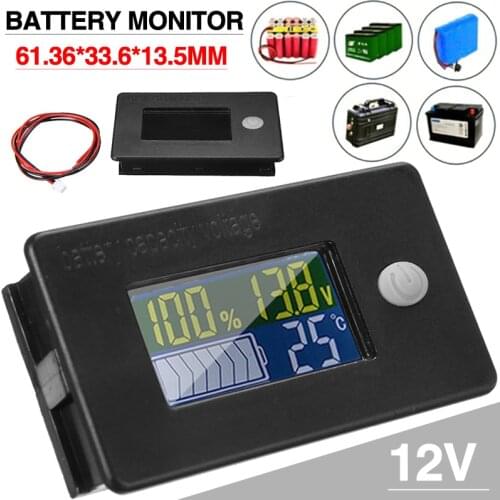 1pc 12V Battery Capacity Status LCD Digital Display Indicator Monitor Meter Car Batteries Monitoring Cars Electronic Accessories