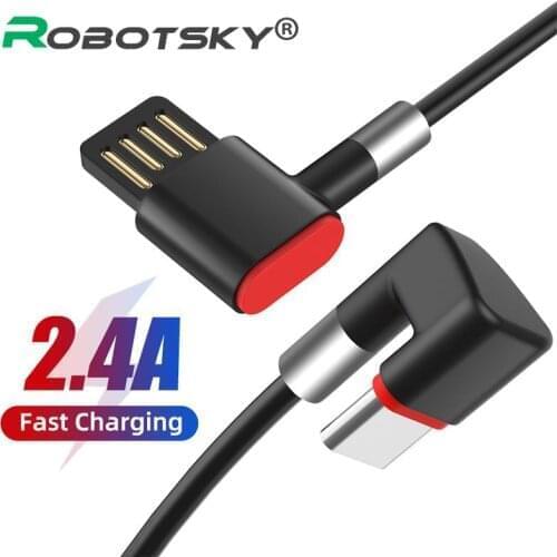 1m USB Type C Cable 2.4A Fast Charging Cable Elbow 90 Degree USB C Micro USB Data Gaming Cable For Samsung Huawei Xiaomi