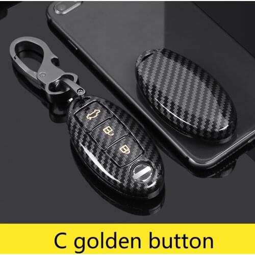 Carbon Key Cover For Nissan TEANA Qashqai Juke K/Skyline X-trail Murano March Geniss Tiida Livina Sylphy 3/4BTN Car Remote Case