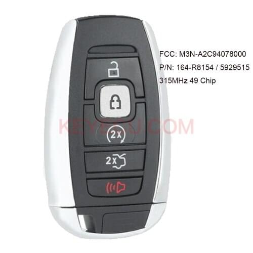 KEYECU OEM Keyless Smart Prox Key Remote ASK 315MHz 49 Chip for Lincoln Continental MKC MKZ Navigator 2017-2020 FCCID: M3N-A2C94