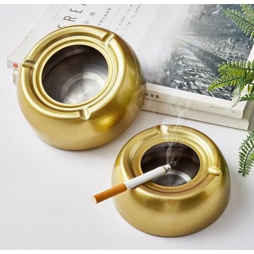 Creative Metal Ashtray Home Hotel Decor Stainless Steel Cigar Ashtray Windproof Smokeless Tray Outdoor Designer Smoking Decor