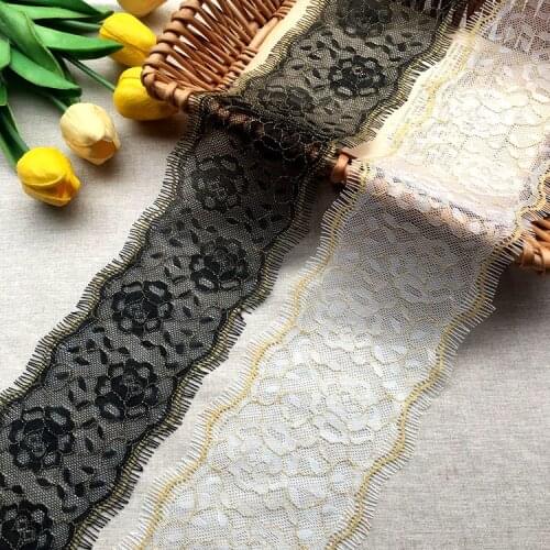 LASUI wide 11 cm High-grade gold thread france eyelash lace DIY wedding dress veil stitching waist lead material decoration0355