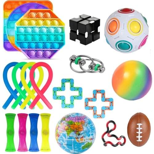 Hot Fidget Sensory Toys Pack Push Rainbow Bubble Kits Adult Anti Stress Relief Toy Squishy Anti Stress Figet Toys Kids Gift
