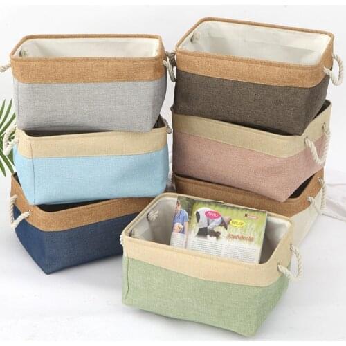 Flax Storage Baskets Dirty Clothes Storag Basket Large Cosmetic Sundries Organizer Box Handle Drawer Organizer Closet Organiser