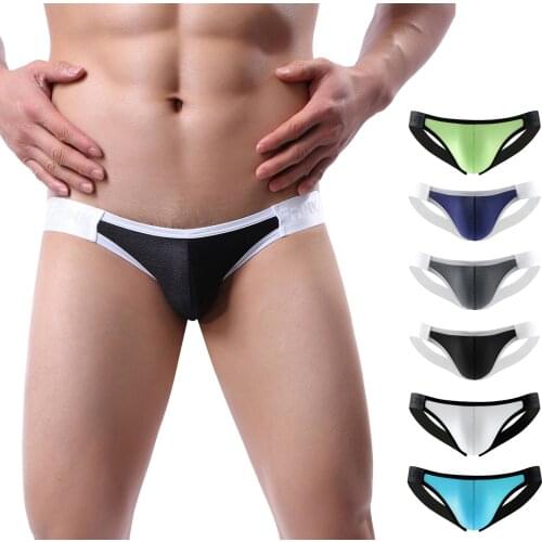 Sexy Underwear Mens Thong Mesh Breathable Underpants Gay Buttless Briefs Brushed Breathable Sexy Double Butt Pants Cueca Tanga