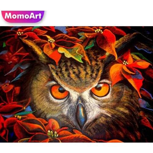 MomoArt DIY Diamond Embroidery Owl Animal Picture Of Rhinestone Diamond Painting Full Drill Square Mosaic Halloween Gift