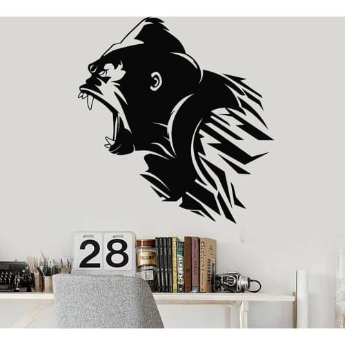Angry Gorilla Vinyl Wall Decal Monkey Head Window Sticker Animal Jungle Zoo Teen Room Stickers Art Mural Home Bedroom Decor M116