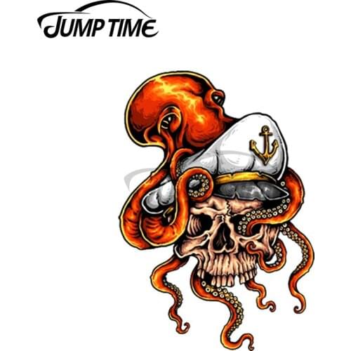 Jump Time 13 x11.1cm For Pirate Skull Head Captain Motorcycle Car Stickers Auto Conditioner Decal Personality Sticker Decoration
