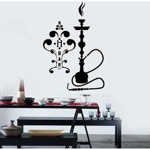 Hookah sign wall Decal Arabic Style decor Decals removeable Vinyl wall Stickers Home Decor for living room Smoke Bar G514