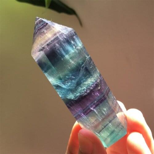 NATURAL Fluorite QUARTZ CRYSTAL WAND POINT HEALING