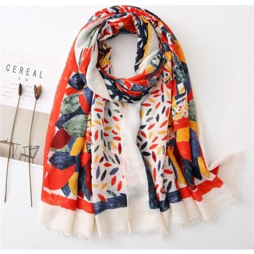 NEW Colorful Painting Scarf Women Large Hijab Wrap Design Bright Summer Beach Head Scarf [6712]