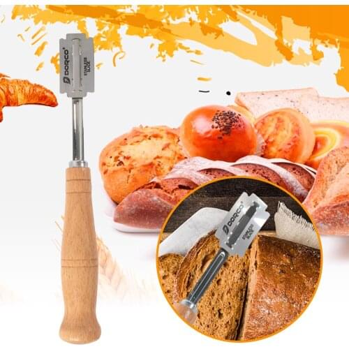 With Long Wooden Handle Bread Bakers Lame Tools Bakery Scraper Bread Knife Slicer Cutter Dough Breads Scoring Lame 3