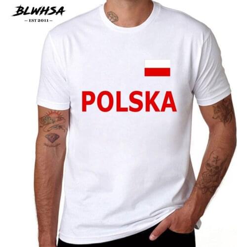 BLWHSA Poland Casual Men T shirt Poland cheers Tee Short Sleeve O-neck T-shirt Awesome t shirts Top Clothing