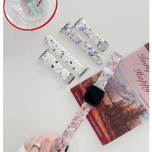 Marble gravel pattern smart watch bowl strap for Apple Watch 38 40 42 44mm strap for iWatch series flower strap 2 3 4 5