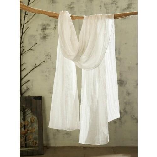 Natural Linen Scarf for Ladies White Long Flax Shawl Plain Color Spring Autumn Wrap High Quality Women Winter Fashion Scarves