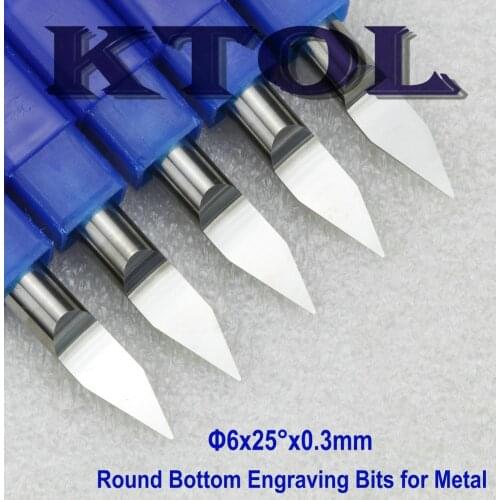 25 Angle 6x0.3mm Ball End Mill PCB Bits CNC Carbide Router Tools V Flat Bottom CNC Engraving Bits Milling Cutter for Metal Brass