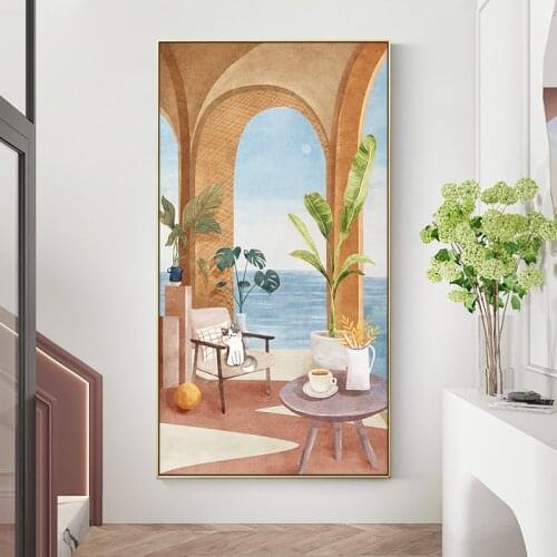 Nordic Idyllic courtyard canvas painting posters and print Minimalist home decor wall art pictures for living room bedroom aisle