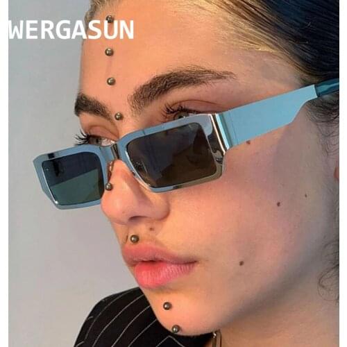 WERGASUN Steampunk Rectangle Sunglasses Women Punk Sun Glasses Retro Luxury Brand Designer Shades Vintage Eyeglasses UV400