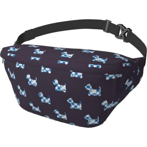 Cartoon Westie Print Personal Pocket Shoulder Bag Bicycle Antitheft Crossbody Chest Bag Casual Cycling Messenger Bag Protable