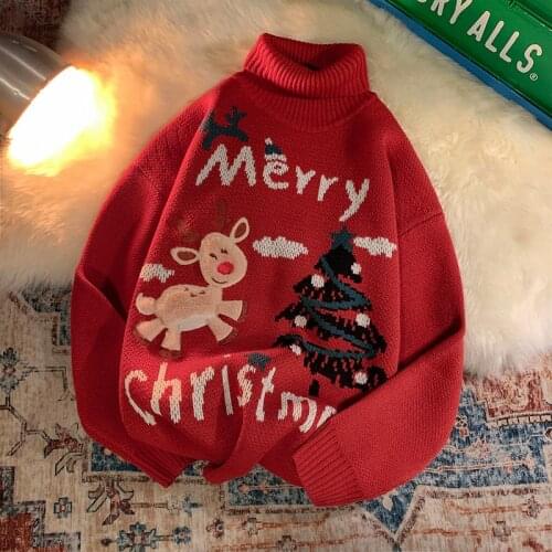 Sweate Casual Knitting Turtleneck SweaterMen Slim Fit Knitted Pullovers Male Tops Both men and women can wear sweaters Christmas