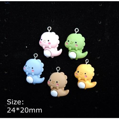 TBAEW Kawaii Resin Dinosaur Charms bracelets necklace earring key chain Jewelry Making Flat back Cabochon Charms Pendants