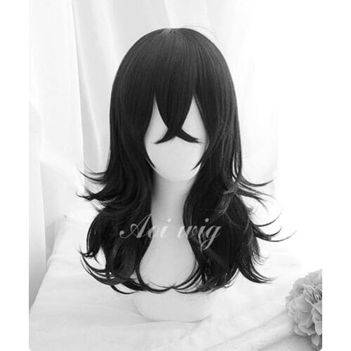 My Hero Academia Akademia Shouta Aizawa 45cm Black Wavy Wig Heat Resistant Cosplay Costume Wig + Track + Cap
