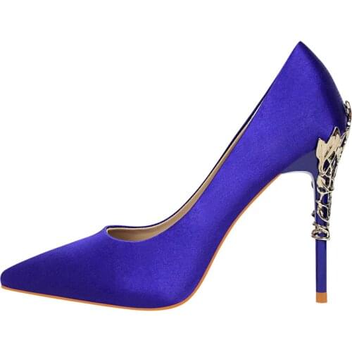 BigTree Brand Women Pumps Pointed Toe Flower Heel Wedding Shoes Women Elegant Silk Brand Design High Heels Ladies Pumps