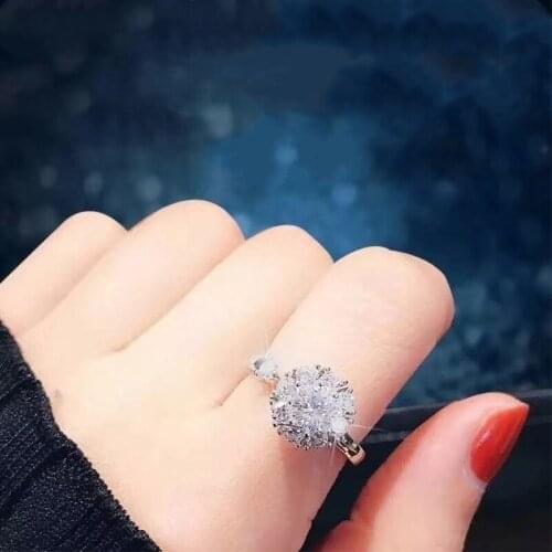 Unique Design Fashion Rotatable Ring Rotating Zircon Engagement Rings For Women Ladies Female Wedding Band Jewelry Silver Color